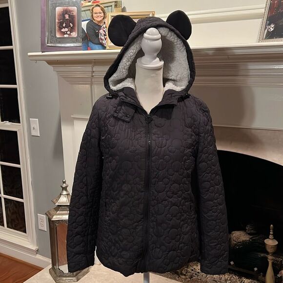 Disney Mickey Mouse Icon embroidered Fleece Lined Quilted Jacket - Picture 1 of 8